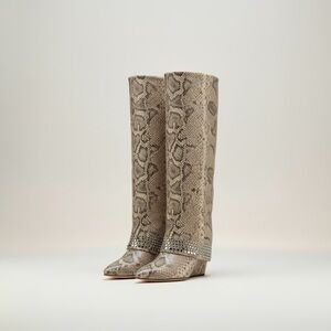 NWT Madden Girl Evander Foldover Snake Print Boots 6.5 Sold Out